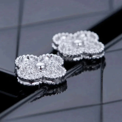 Mysitc CLOVER 1 MOTIFS DIAMOND STUD EARRINGS SILVER