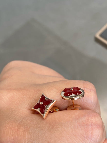 Mysitc STAR AND SUN PINK GOLD CARNELIAN STUD EARRINGS