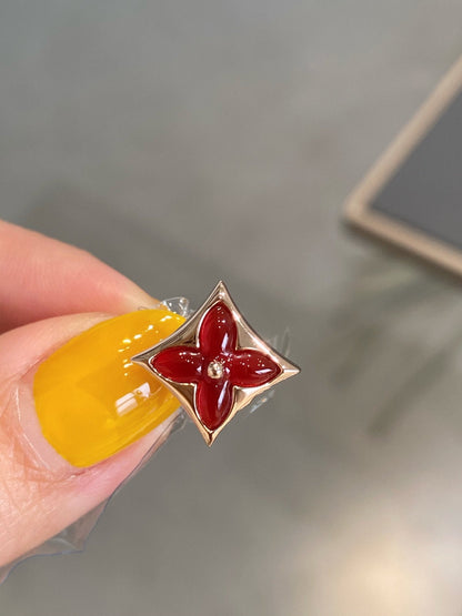 Mysitc STAR AND SUN PINK GOLD CARNELIAN STUD EARRINGS
