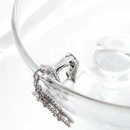 Mysitc CLOVER 2 MOTIFS  DIAMOND ONYX EARRINGS SILVER