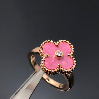 Mysitc CLOVER RHODONITE ROSE GOLD RING