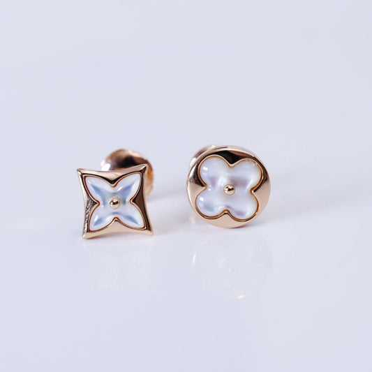 Mysitc STAR AND SUN PINK GOLD MOP STUD EARRINGS