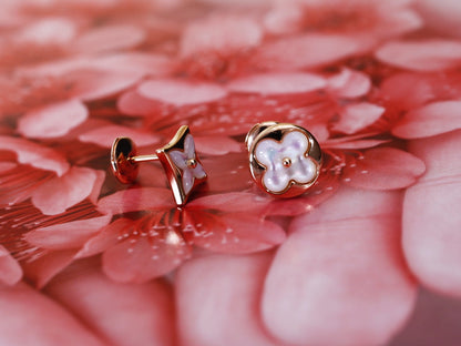 Mysitc STAR AND SUN PINK GOLD MOP STUD EARRINGS