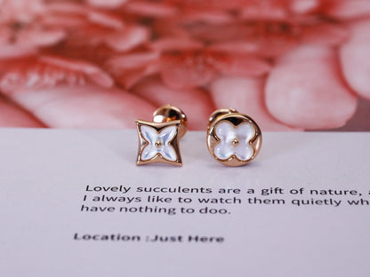 Mysitc STAR AND SUN PINK GOLD MOP STUD EARRINGS