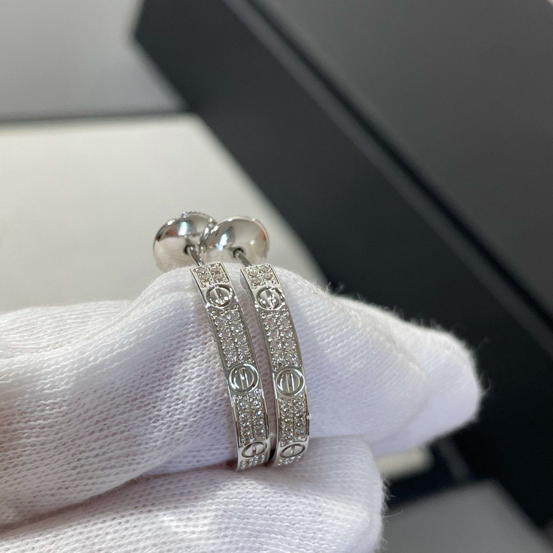 Mysitc LOVE DIAMOND SILVER HOOP EARRINGS