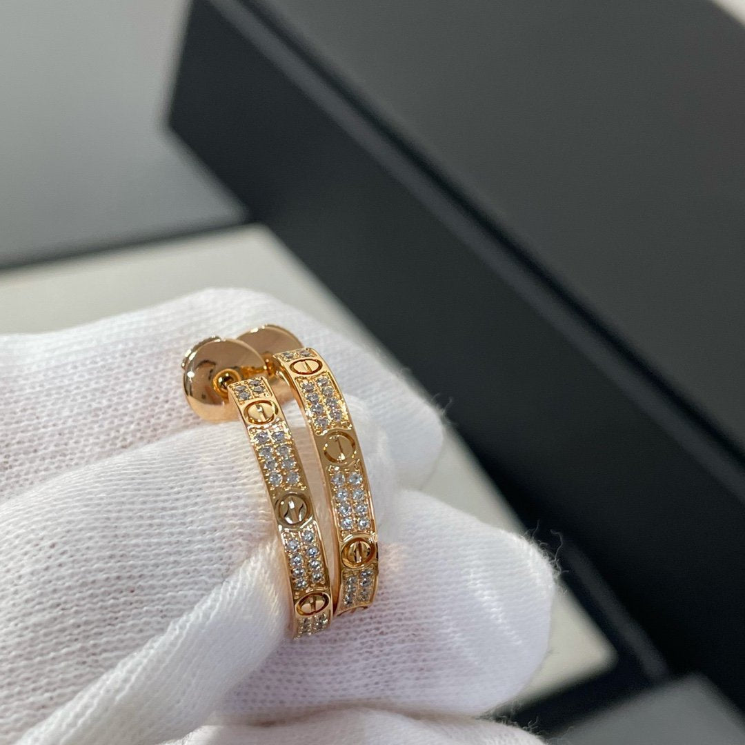 Mysitc LOVE DIAMOND PINK GOLD HOOP EARRINGS