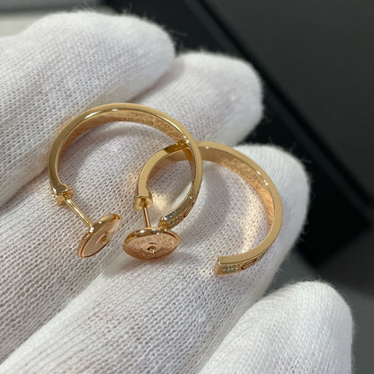 Mysitc LOVE DIAMOND PINK GOLD HOOP EARRINGS