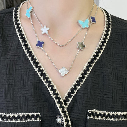 Mysitc LUCKY CLOVER SILVER 11 MOTIF NECKLACE