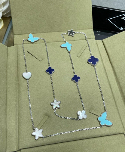 Mysitc LUCKY CLOVER SILVER 11 MOTIF NECKLACE