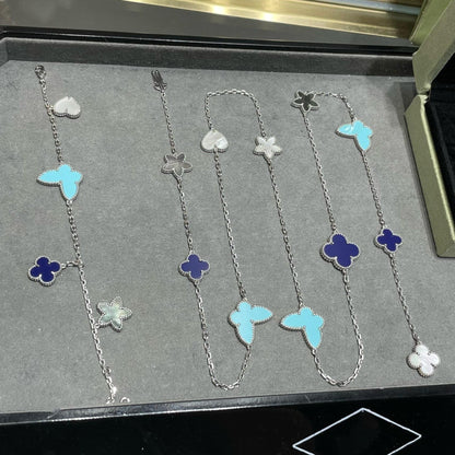 Mysitc LUCKY CLOVER SILVER 11 MOTIF NECKLACE