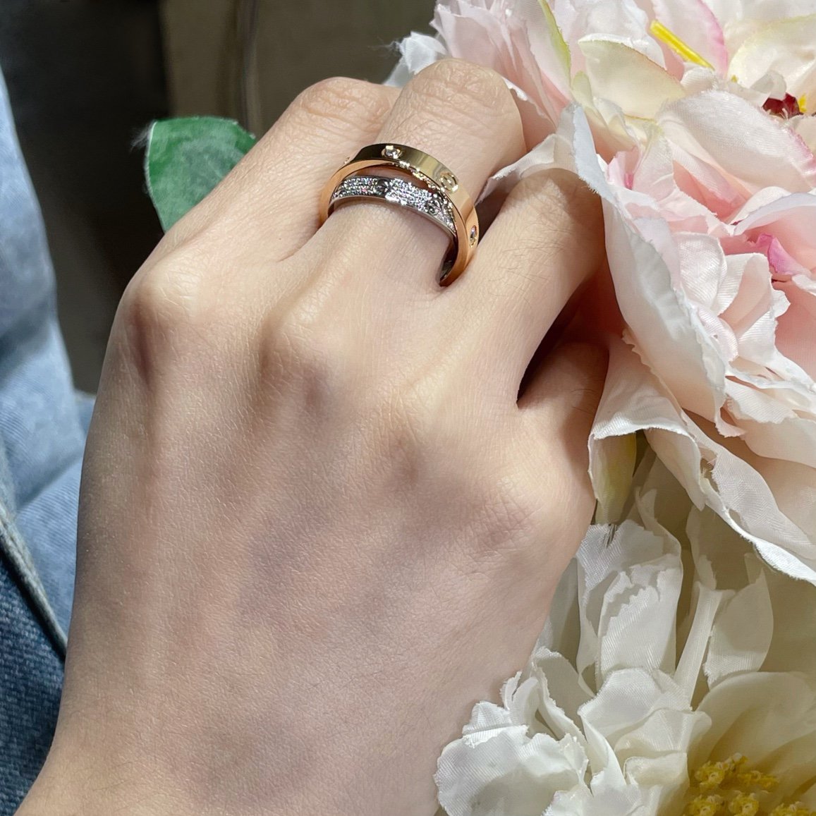 Mystic LIEBES ROSÉGOLD SILBER DIAMANT DOPPELRING