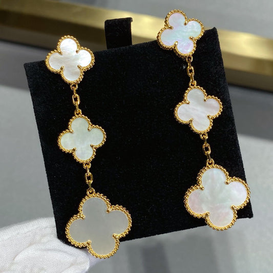 Mysitc CLOVER MOP 3 MOTIFS GOLD EARRINGS