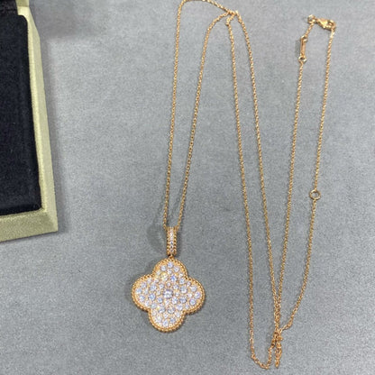 Mysitc CLOVER 25MM LARGE PEDANT DIAMOND PAVED LONG NECKLACE