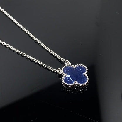 Mysitc CLOVER PIETERSITE SILVER LONG NECKLACE