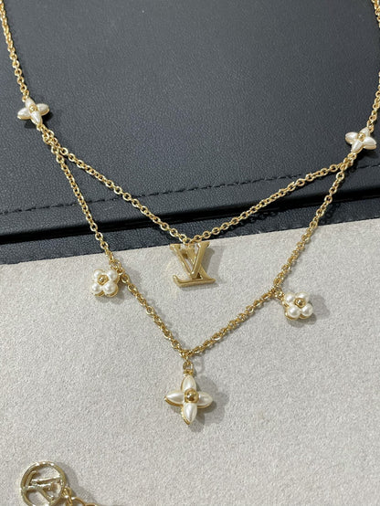 Mysitc FLOWERGRAM GOLD MOP DOUBLE ROW NECKLACE