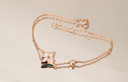 Mysitc STAR PINK MOP 1 DIAMOND PINK GOLD NECKLACE