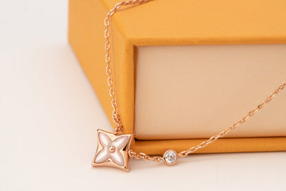 Mysitc STAR PINK MOP 1 DIAMOND PINK GOLD NECKLACE