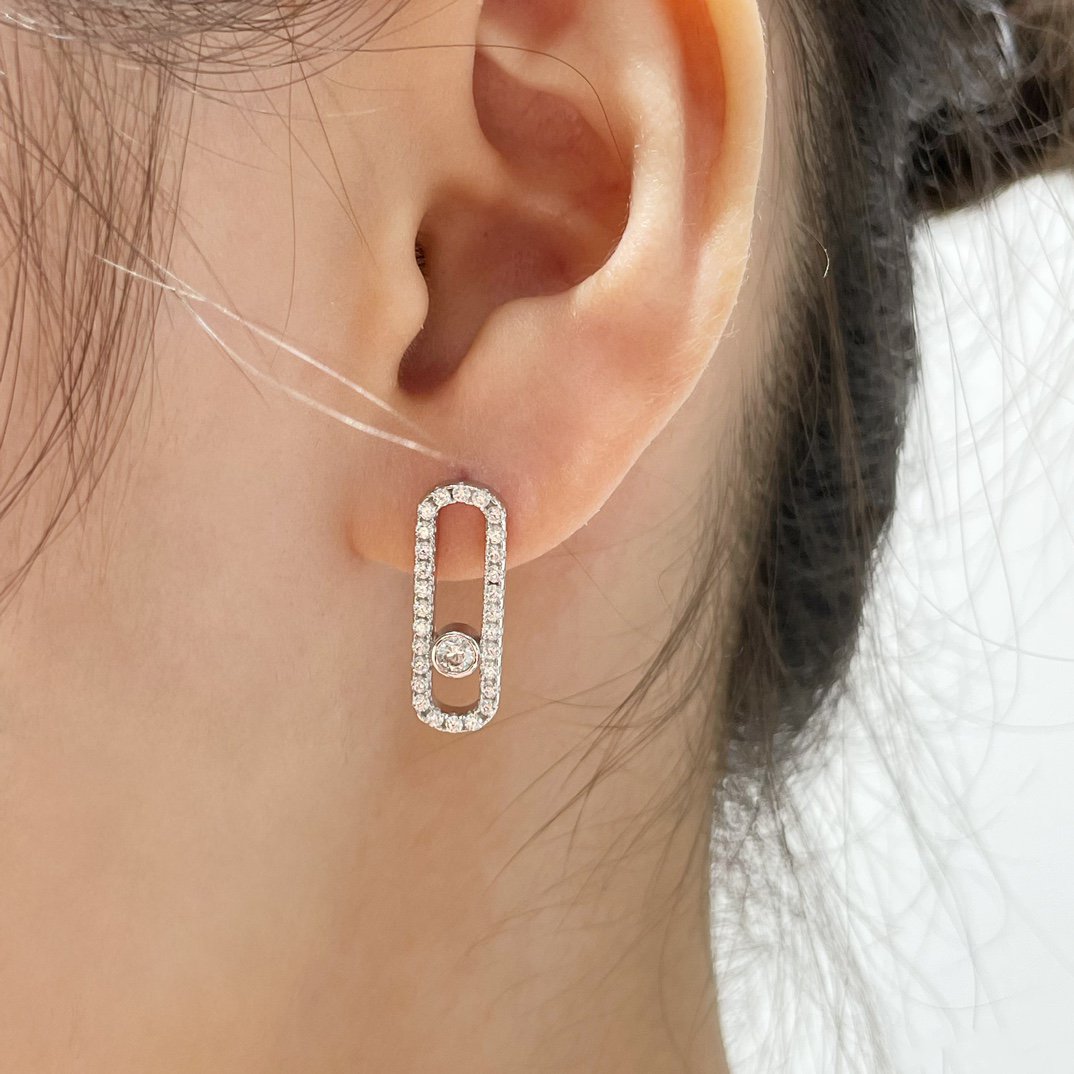 [Mystic ]MOVE UNO STUD DIAMOND PAVED OHRRINGE