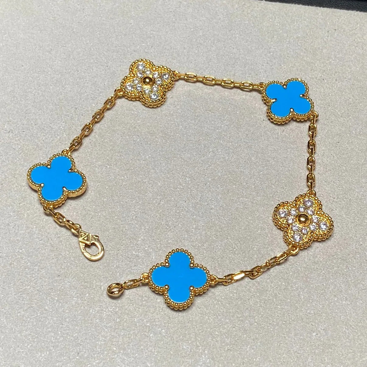 [Mysitc ]New CLOVER 5 MOTIF BLUE AGATE BRACELET COLLECTION