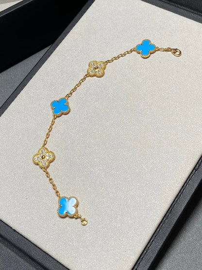 [Mysitc ]New CLOVER 5 MOTIF BLUE AGATE BRACELET COLLECTION