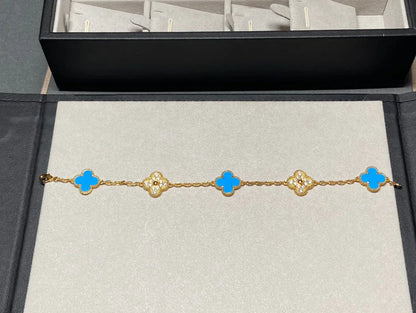 [Mysitc ]New CLOVER 5 MOTIF BLUE AGATE BRACELET COLLECTION