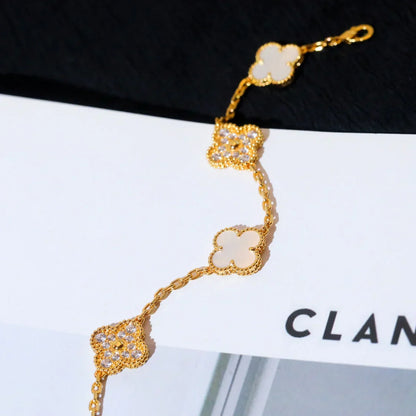 [Mysitc ]New CLOVER WHITE PEARL MOP 5 MOTIF BRACELET COLLECTION