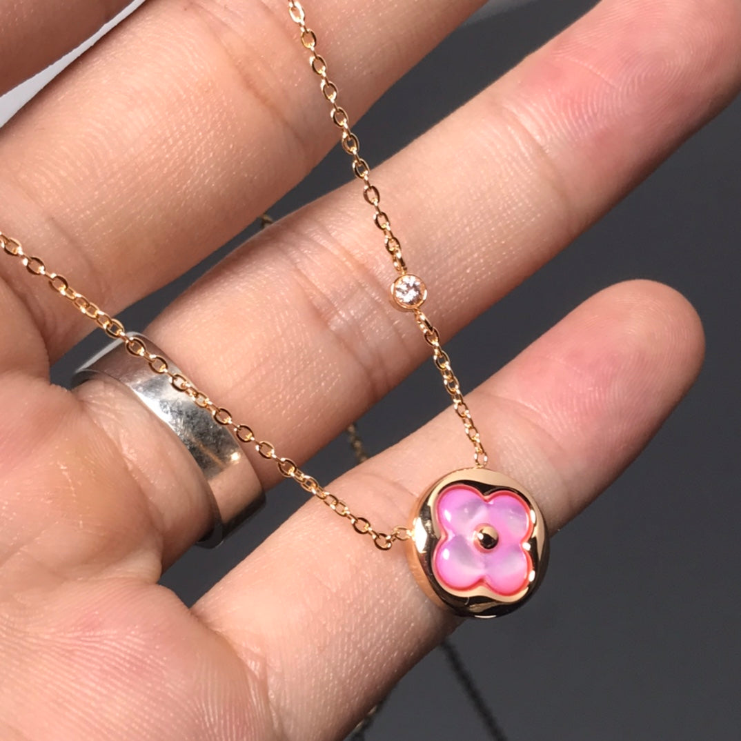 Mysitc COLOR BLOSSOM PINK MOP SUN GOLD NECKLACE