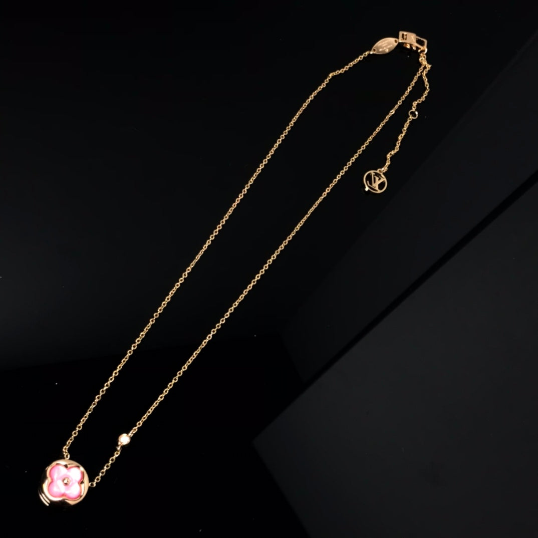 Mysitc COLOR BLOSSOM PINK MOP SUN GOLD NECKLACE