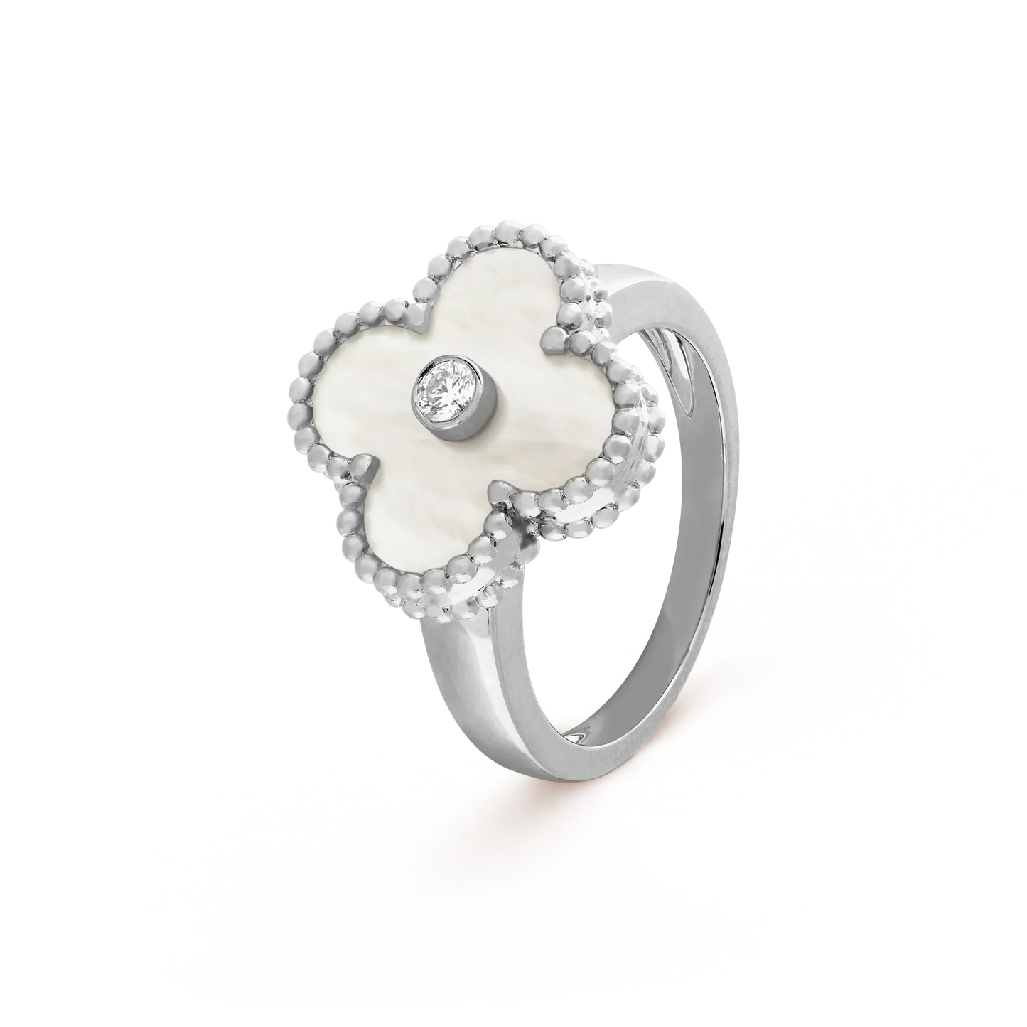 Mysitc CLOVER SILVER MOP DIAMOND RING