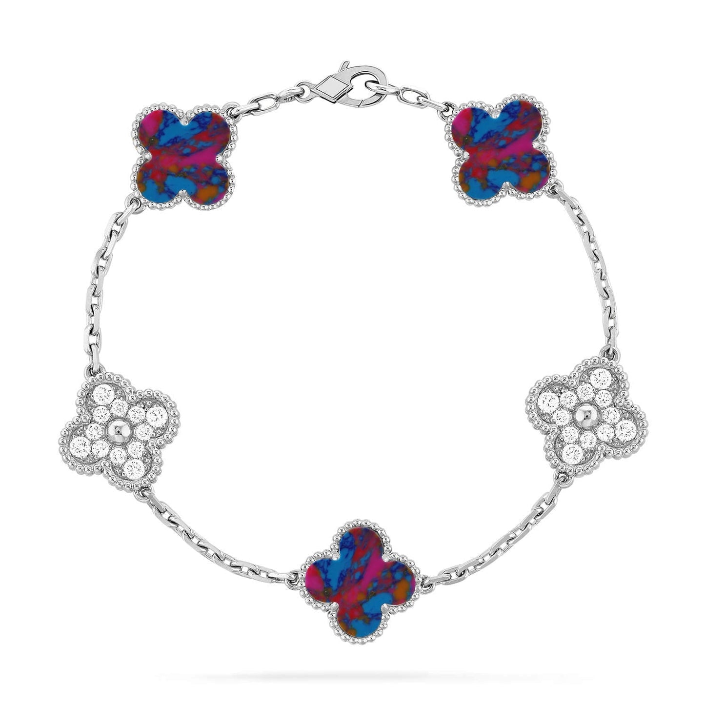 [Mysitc ]New CLOVER 5 MOTIF COLOR GEMSTONES BRACELET COLLECTION