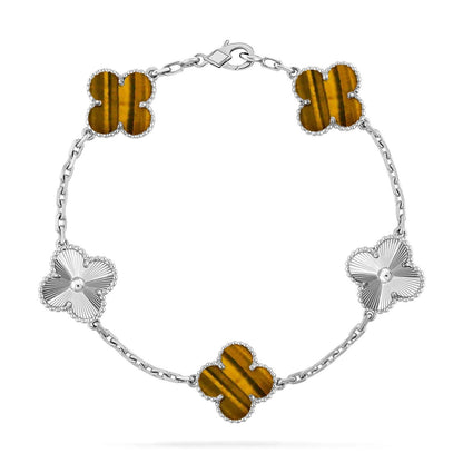 [Mysitc ]New  CLOVER 5 MOTIFS TIGER EYE BRACELET COLLECTION