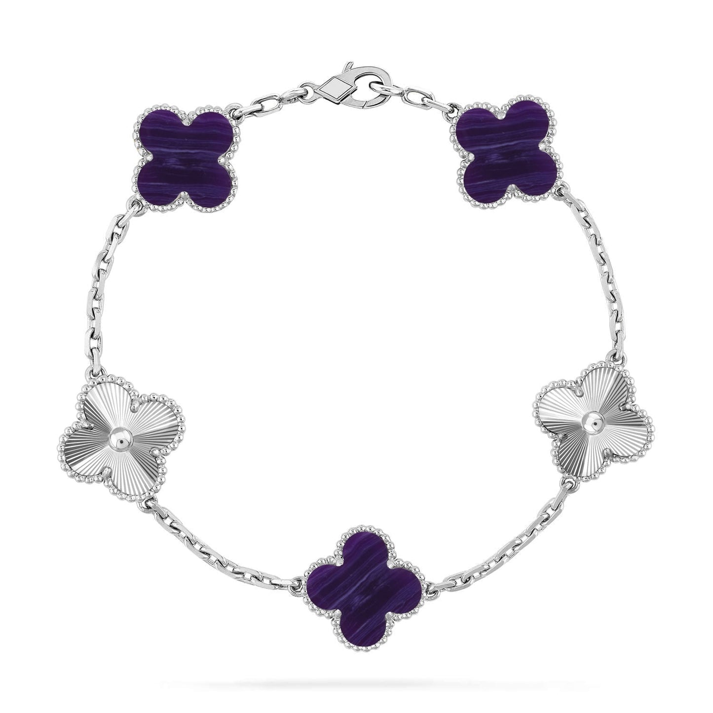 [Mysitc ]New CLOVER 5 MOTIF PURPLE STRIPES BRACELET COLLECTION