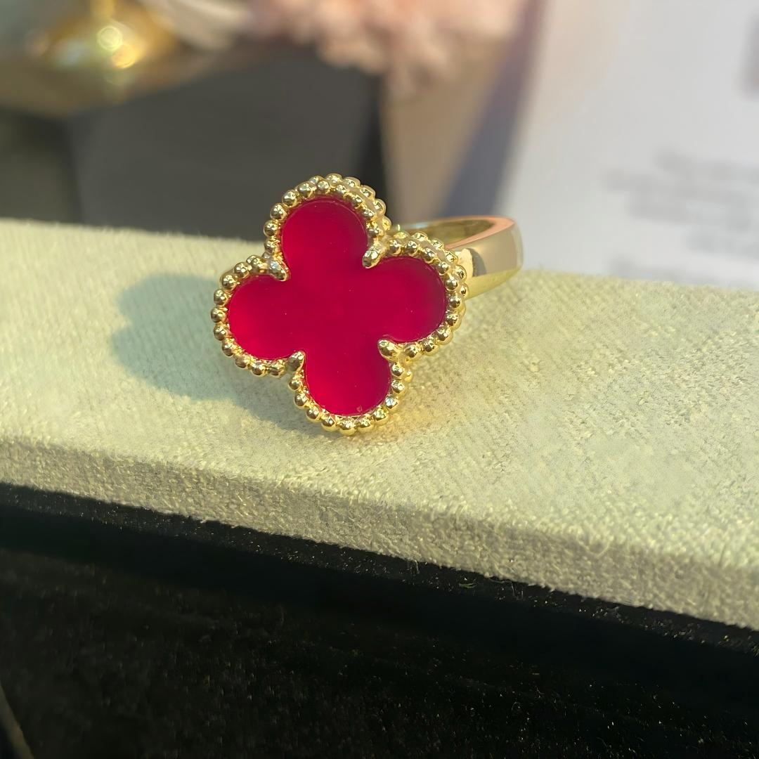 [Mystic]NEW CLOVER PINK ENAMEL RINGS