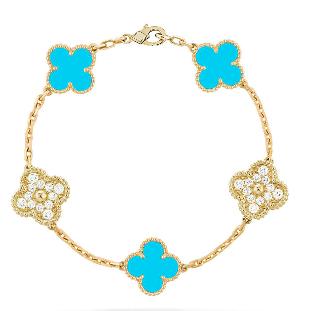 [Mysitc ]New  CLOVER 5 MOTIF TURQUOISE BRACELET COLLECTION