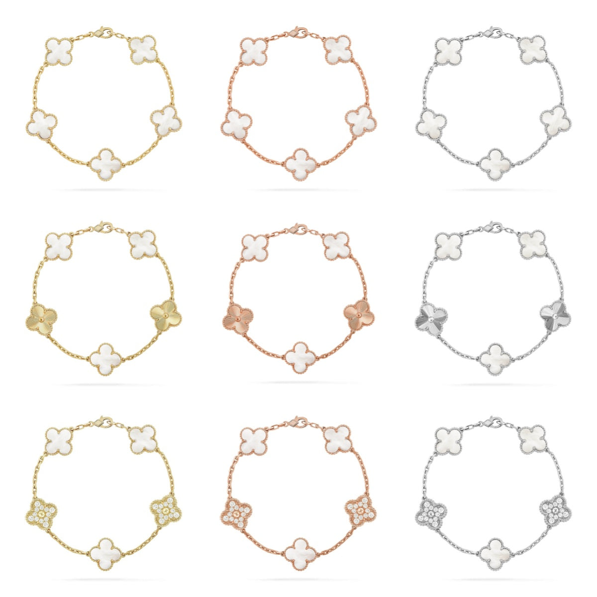 [Mysitc ]New CLOVER WHITE PEARL MOP 5 MOTIF BRACELET COLLECTION