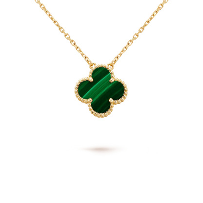 Mysitc CLOVER 15MM MALACHITE SINGLE FLOWER  NECKLACE