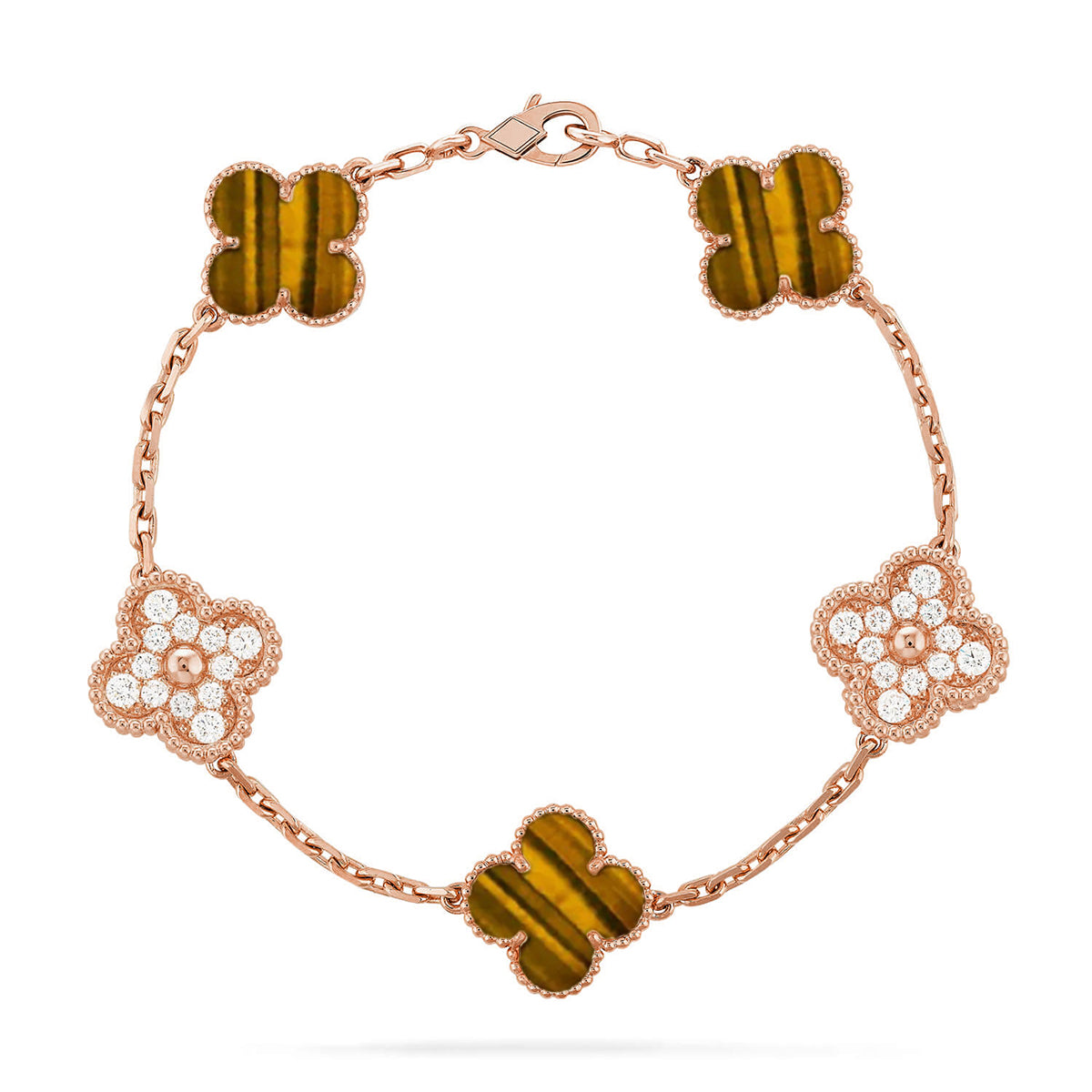[Mysitc ]New  CLOVER 5 MOTIFS TIGER EYE BRACELET COLLECTION