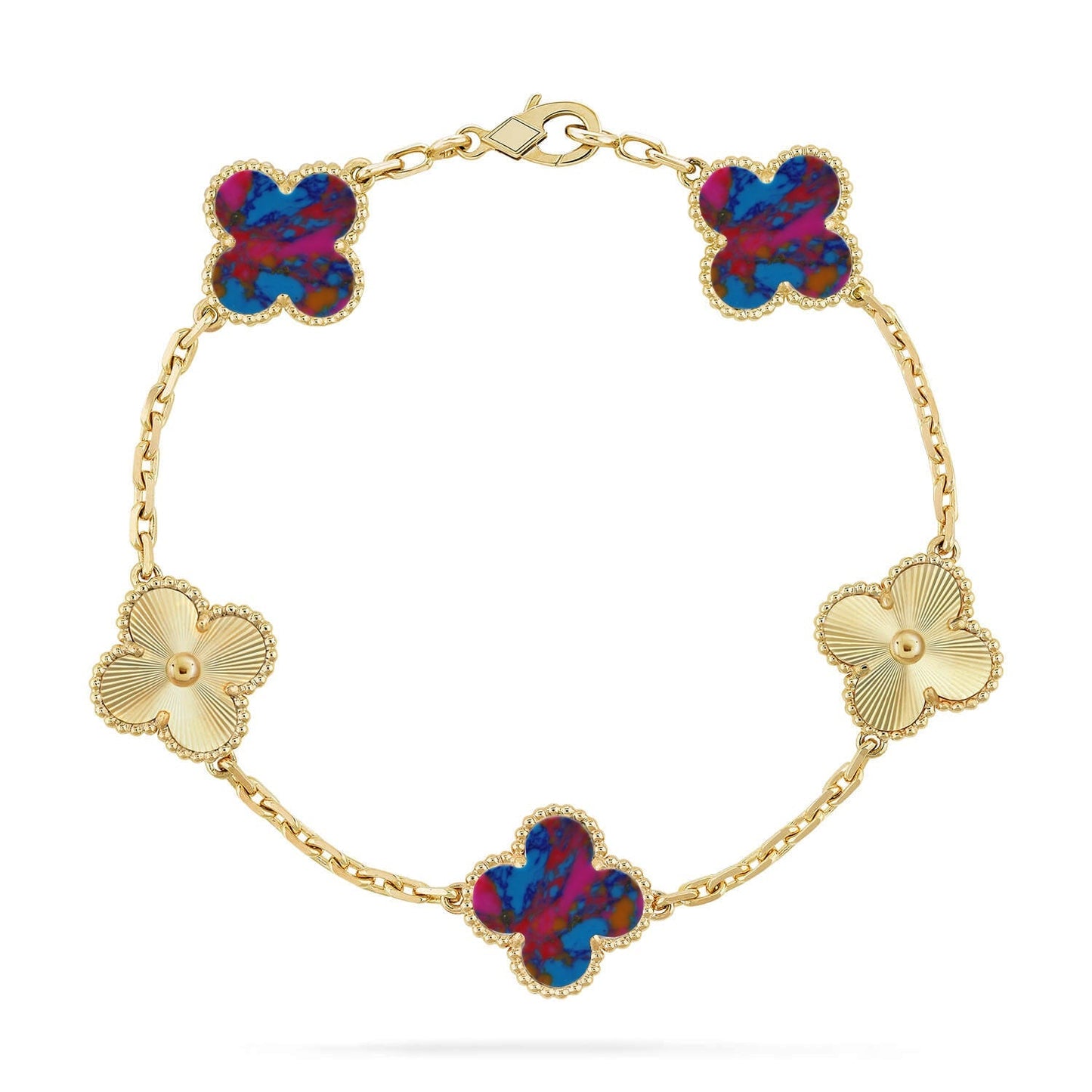 [Mysitc ]New CLOVER 5 MOTIF COLOR GEMSTONES BRACELET COLLECTION