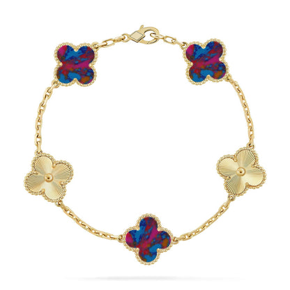 [Mysitc ]New CLOVER 5 MOTIF COLOR GEMSTONES BRACELET COLLECTION