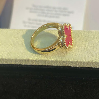 [Mystic]NEW CLOVER PINK ENAMEL RINGS