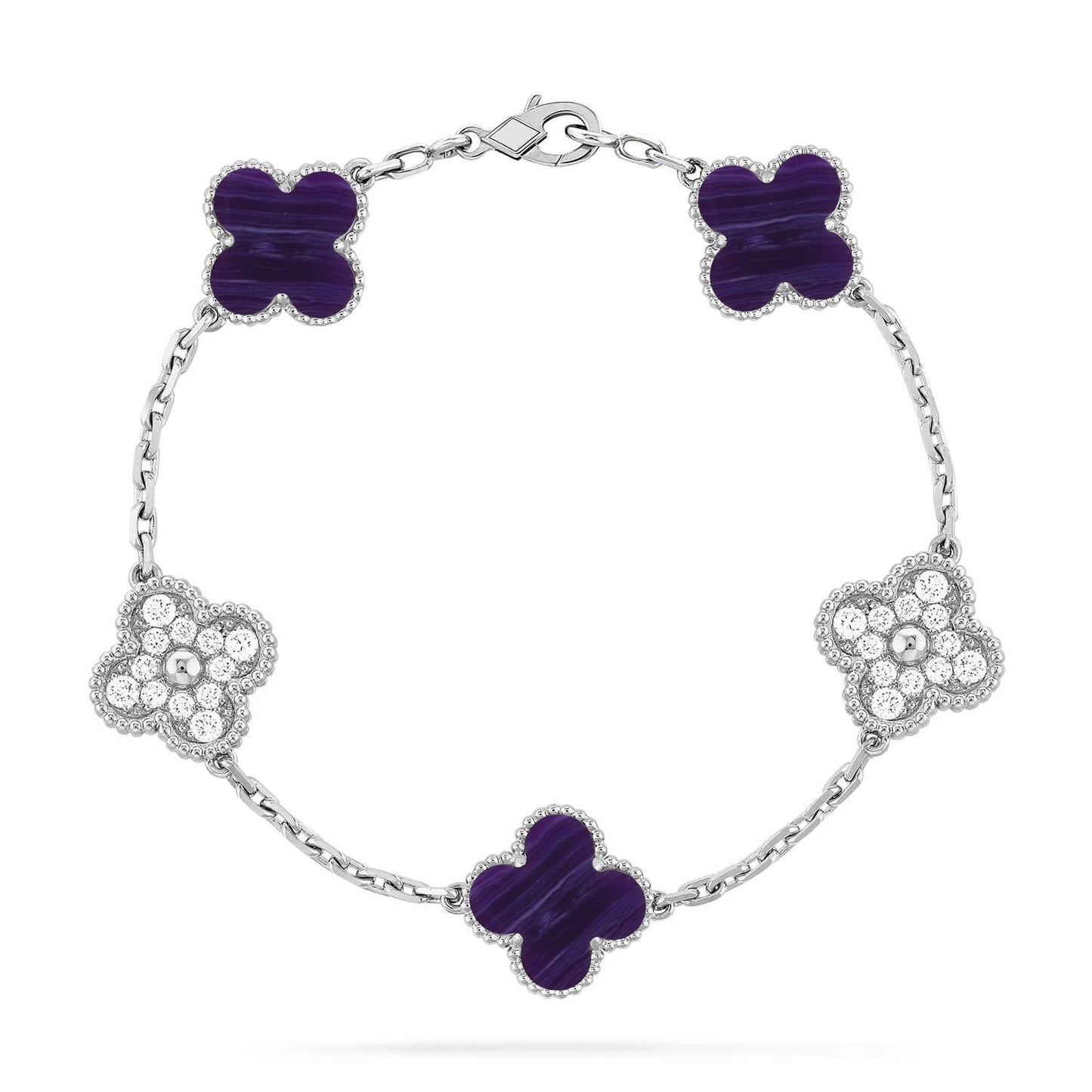 [Mysitc ]New CLOVER 5 MOTIF PURPLE STRIPES BRACELET COLLECTION