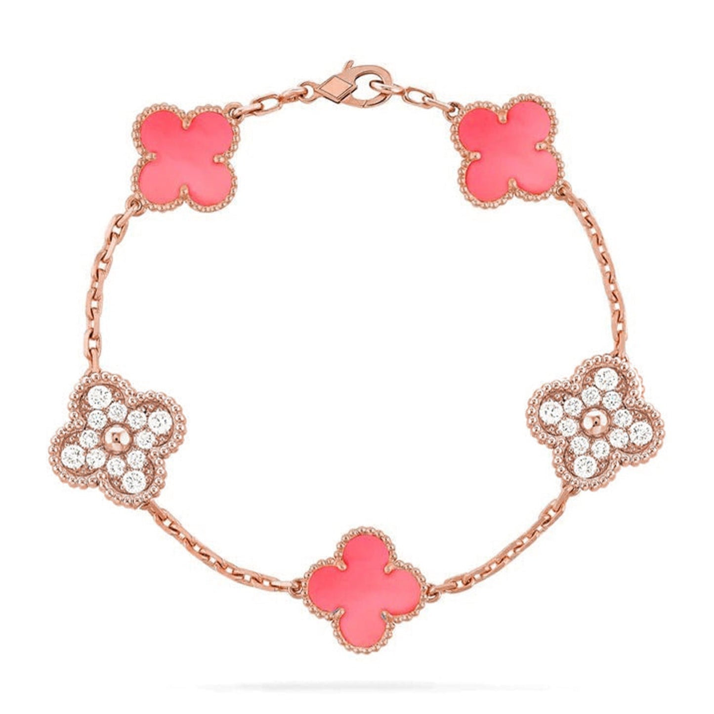 [Mysitc ]New  CLOVER 5 MOTIFS  PINK MOP BRACELET COLLECTION