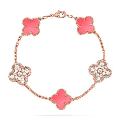 [Mysitc ]New  CLOVER 5 MOTIFS  PINK MOP BRACELET COLLECTION