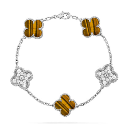 [Mysitc ]New  CLOVER 5 MOTIFS TIGER EYE BRACELET COLLECTION