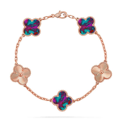 [Mysitc ]New CLOVER 5 MOTIF COLOR GEMSTONES BRACELET COLLECTION
