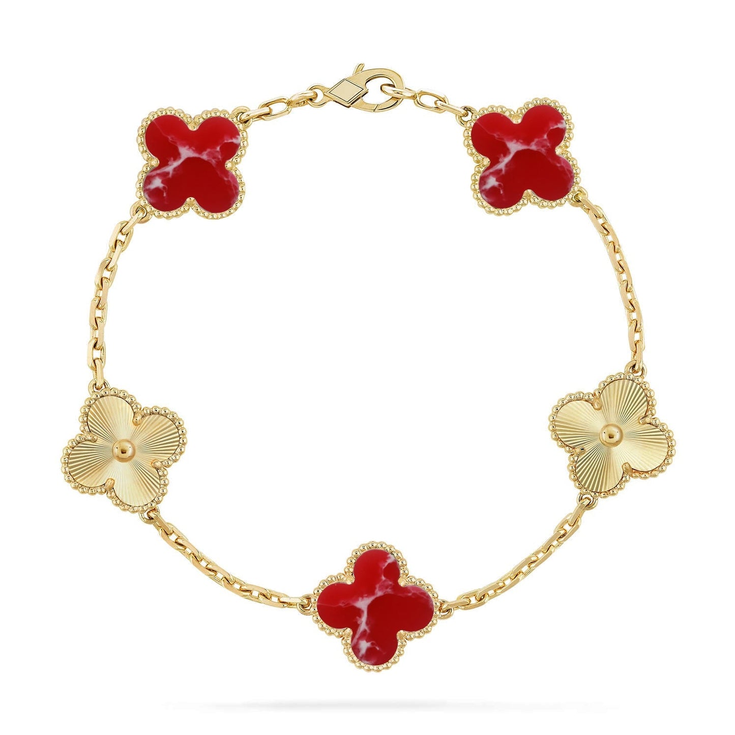 [Mysitc ]New CLOVER 5 MOTIF RED PATTERN BRACELET COLLECTION