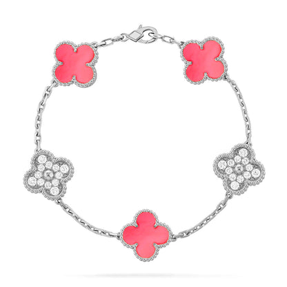 [Mysitc ]New  CLOVER 5 MOTIFS  PINK MOP BRACELET COLLECTION