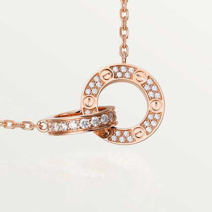 Mysitc LOVE 7.6MM NECKLACE ROSE GOLD AND SILVER  FULL DIAMOND