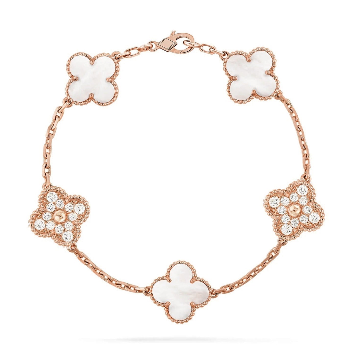 [Mysitc ]New CLOVER WHITE PEARL MOP 5 MOTIF BRACELET COLLECTION