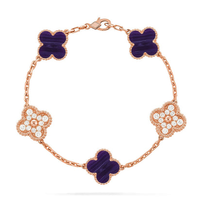 [Mysitc ]New CLOVER 5 MOTIF PURPLE STRIPES BRACELET COLLECTION